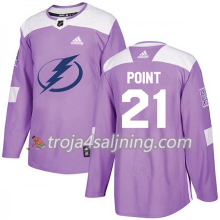 Tampa Bay Lightning tröja Brayden Point 21 Adidas 2017-2018 Lila Fights Cancer Practice Authentic - NHL Tröjor Herr